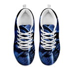 Blue Viking God Odin And Crow Print White Sneakers