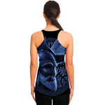 Blue Viking God Odin And Crow Print Women's Racerback Tank Top