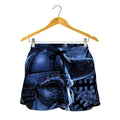 Blue Viking God Odin And Crow Print Women's Shorts