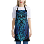 Blue Viking Norse God Odin Print Apron