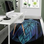 Blue Viking Norse God Odin Print Area Rug