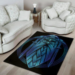 Blue Viking Norse God Odin Print Area Rug