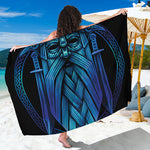 Blue Viking Norse God Odin Print Beach Sarong Wrap