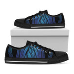 Blue Viking Norse God Odin Print Black Low Top Shoes 