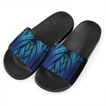 Blue Viking Norse God Odin Print Black Slide Sandals