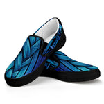 Blue Viking Norse God Odin Print Black Slip On Shoes