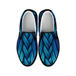 Blue Viking Norse God Odin Print Black Slip On Shoes
