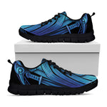 Blue Viking Norse God Odin Print Black Sneakers
