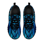 Blue Viking Norse God Odin Print Black Sneakers