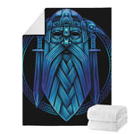 Blue Viking Norse God Odin Print Blanket