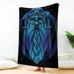 Blue Viking Norse God Odin Print Blanket