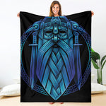 Blue Viking Norse God Odin Print Blanket