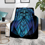 Blue Viking Norse God Odin Print Blanket