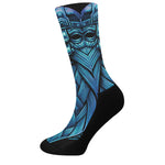 Blue Viking Norse God Odin Print Crew Socks