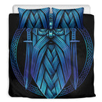 Blue Viking Norse God Odin Print Duvet Cover Bedding Set