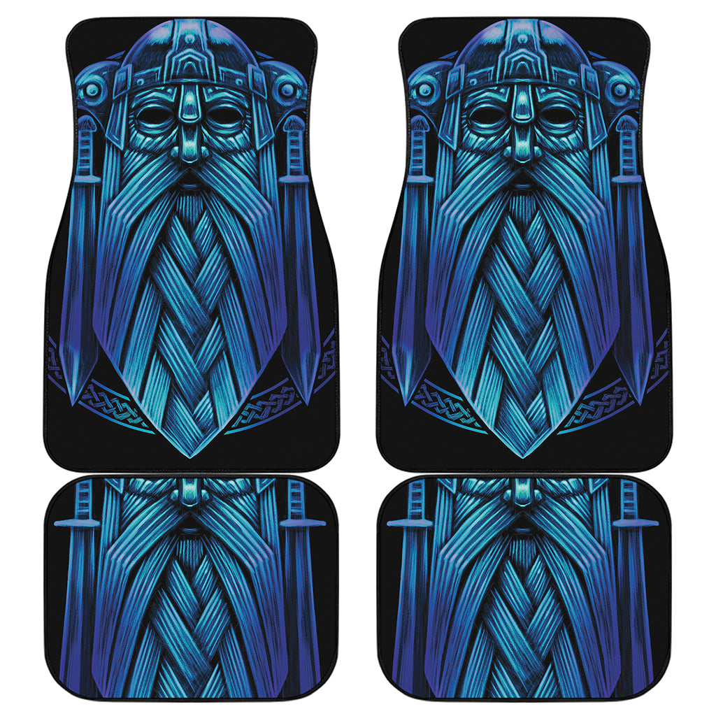 Blue Viking Norse God Odin Print Front and Back Car Floor Mats
