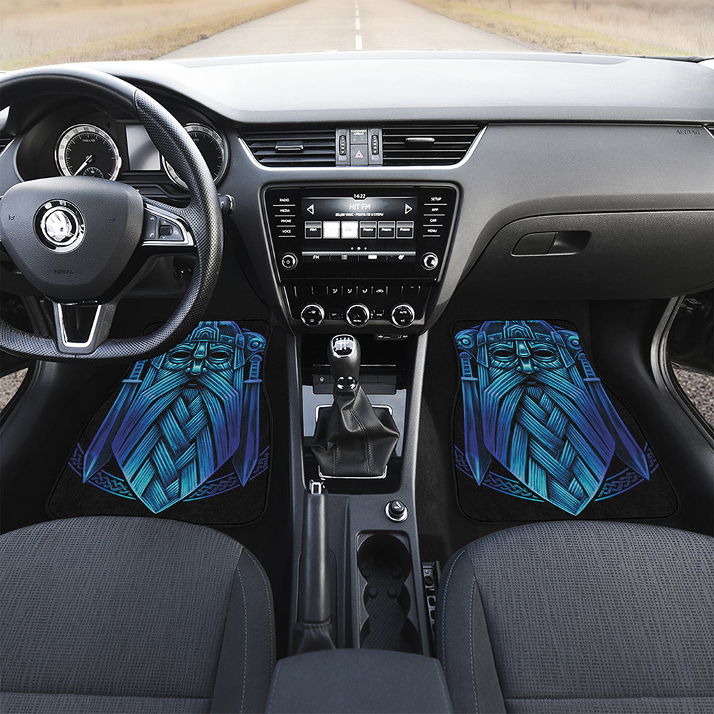 Blue Viking Norse God Odin Print Front and Back Car Floor Mats