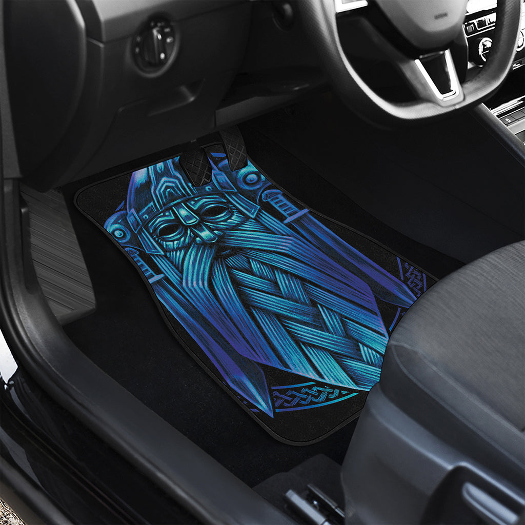 Blue Viking Norse God Odin Print Front and Back Car Floor Mats