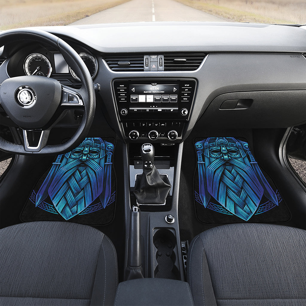 Blue Viking Norse God Odin Print Front Car Floor Mats