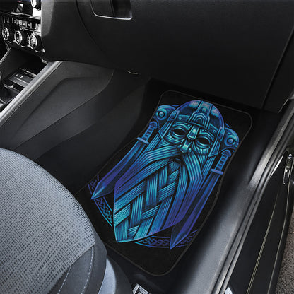 Blue Viking Norse God Odin Print Front Car Floor Mats