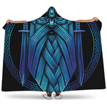 Blue Viking Norse God Odin Print Hooded Blanket