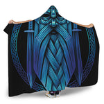 Blue Viking Norse God Odin Print Hooded Blanket