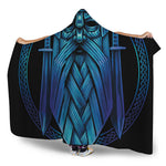 Blue Viking Norse God Odin Print Hooded Blanket
