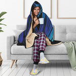 Blue Viking Norse God Odin Print Hooded Blanket