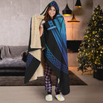 Blue Viking Norse God Odin Print Hooded Blanket