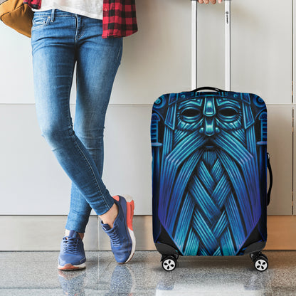 Blue Viking Norse God Odin Print Luggage Cover