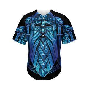 Blue Viking Norse God Odin Print Men's Baseball Jersey