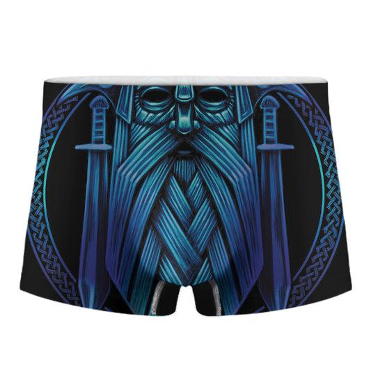 Blue Viking Norse God Odin Print Men's Boxer Briefs