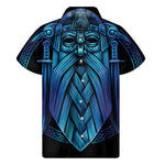 Blue Viking Norse God Odin Print Men's Short Sleeve Shirt