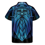 Blue Viking Norse God Odin Print Men's Short Sleeve Shirt