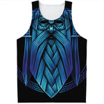Blue Viking Norse God Odin Print Men's Tank Top