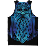 Blue Viking Norse God Odin Print Men's Tank Top