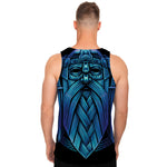 Blue Viking Norse God Odin Print Men's Tank Top