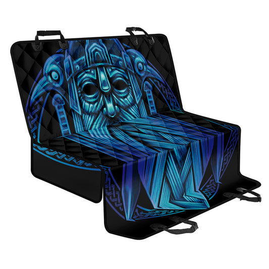 Blue Viking Norse God Odin Print Pet Car Back Seat Cover