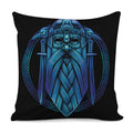 Blue Viking Norse God Odin Print Pillow Cover