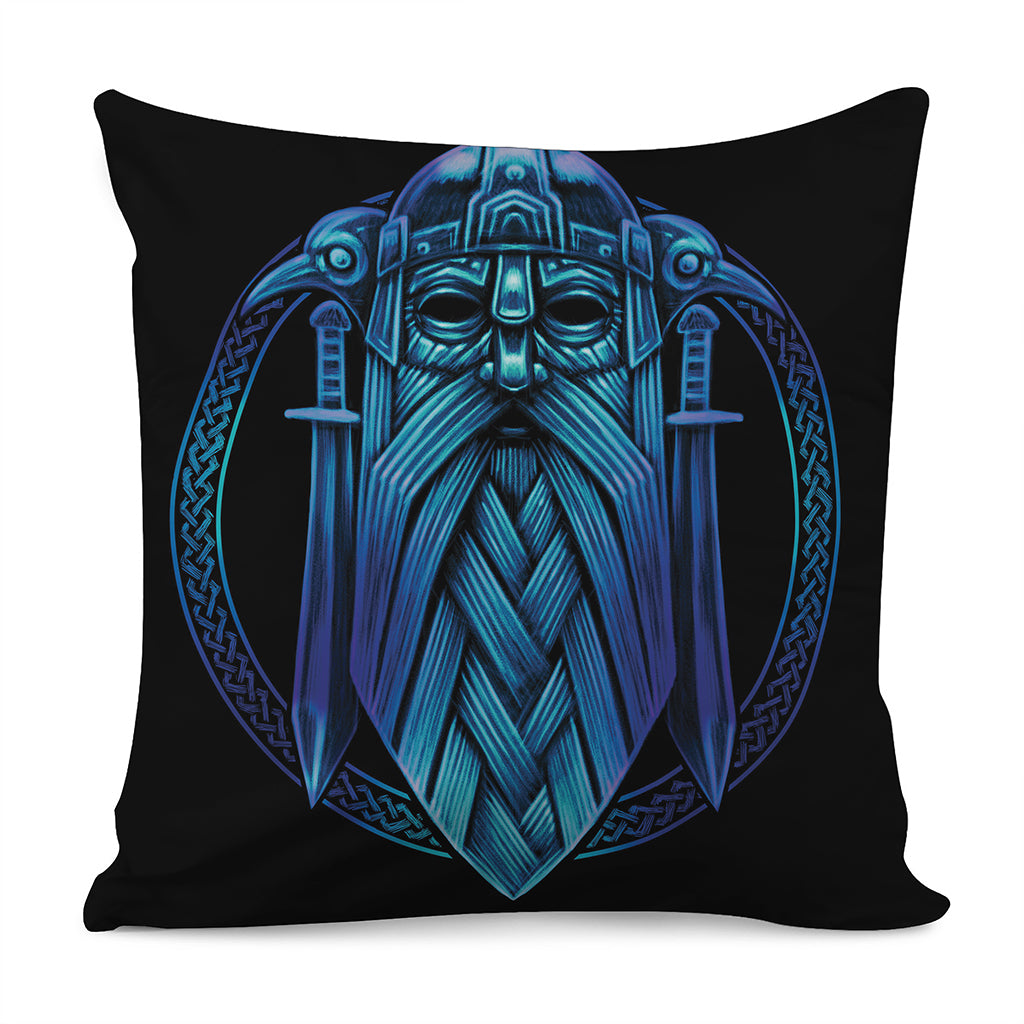 Blue Viking Norse God Odin Print Pillow Cover