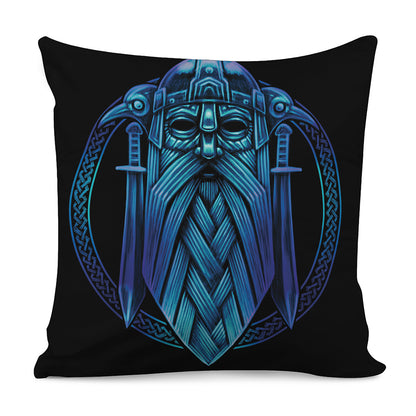 Blue Viking Norse God Odin Print Pillow Cover