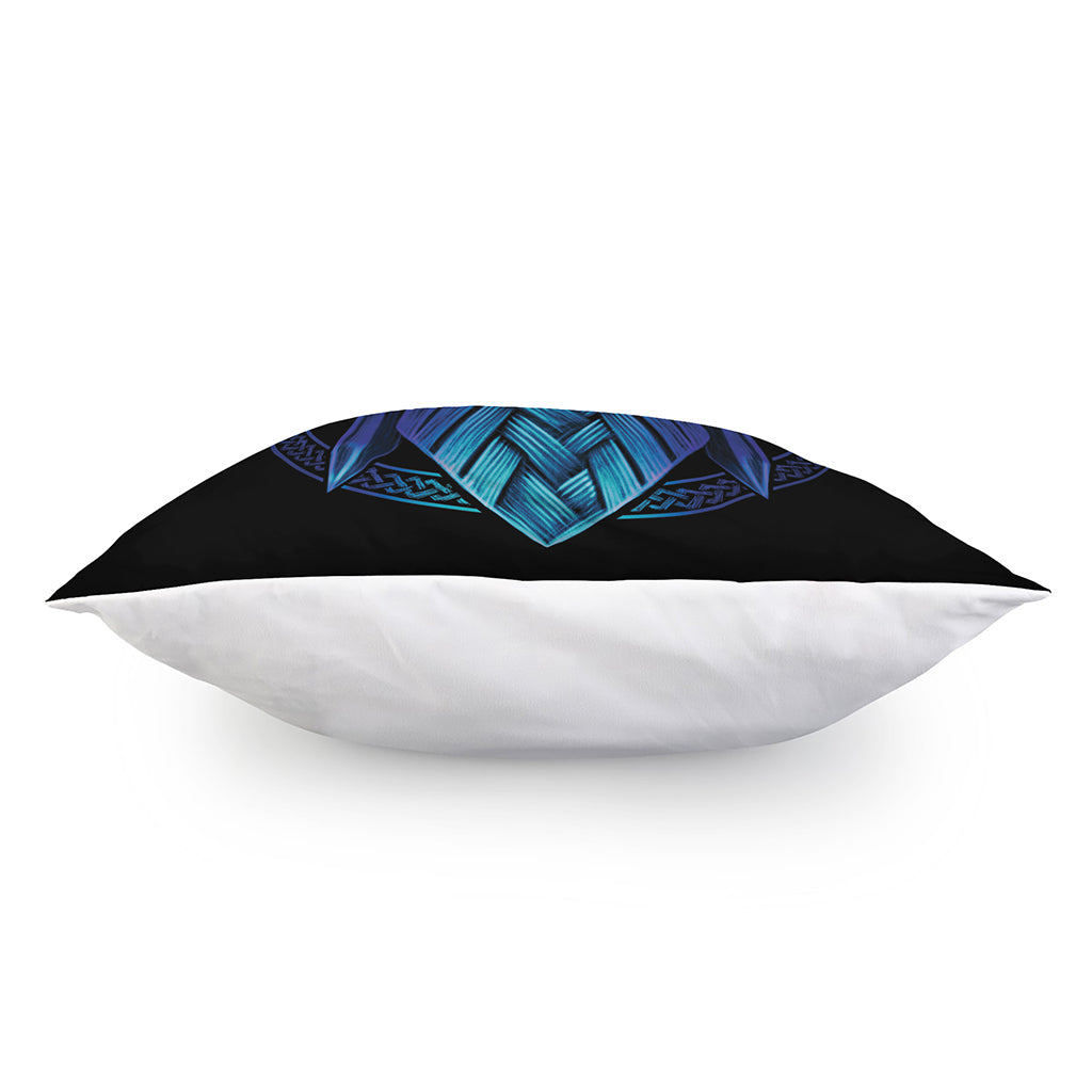 Blue Viking Norse God Odin Print Pillow Cover