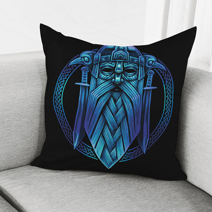 Blue Viking Norse God Odin Print Pillow Cover