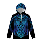Blue Viking Norse God Odin Print Pullover Hoodie
