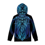 Blue Viking Norse God Odin Print Pullover Hoodie