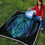 Blue Viking Norse God Odin Print Quilt