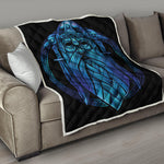 Blue Viking Norse God Odin Print Quilt