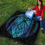 Blue Viking Norse God Odin Print Quilt