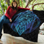 Blue Viking Norse God Odin Print Quilt