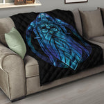 Blue Viking Norse God Odin Print Quilt